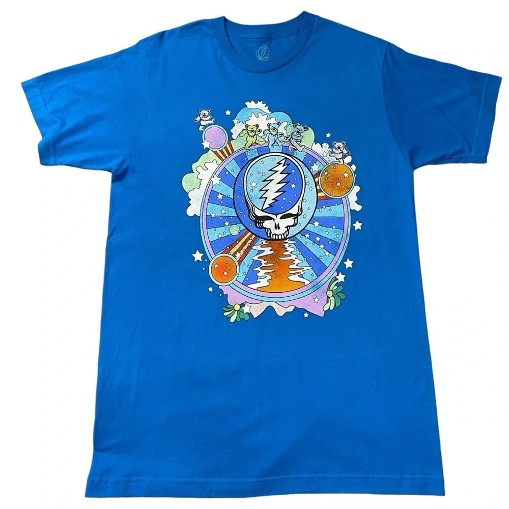 Grateful Dead Tee Lightning Skull In The Clouds Dancing Bears T-Shirt Mens Sz M - Picture 1 of 8